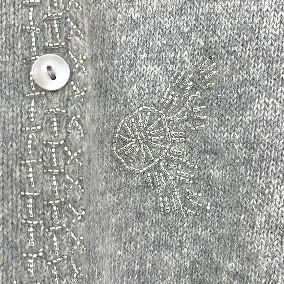 Urban Works Womens Angora Blend Vintage Beaded Cardigan Sweater - Gray, Size 1X - Picture 4 of 7